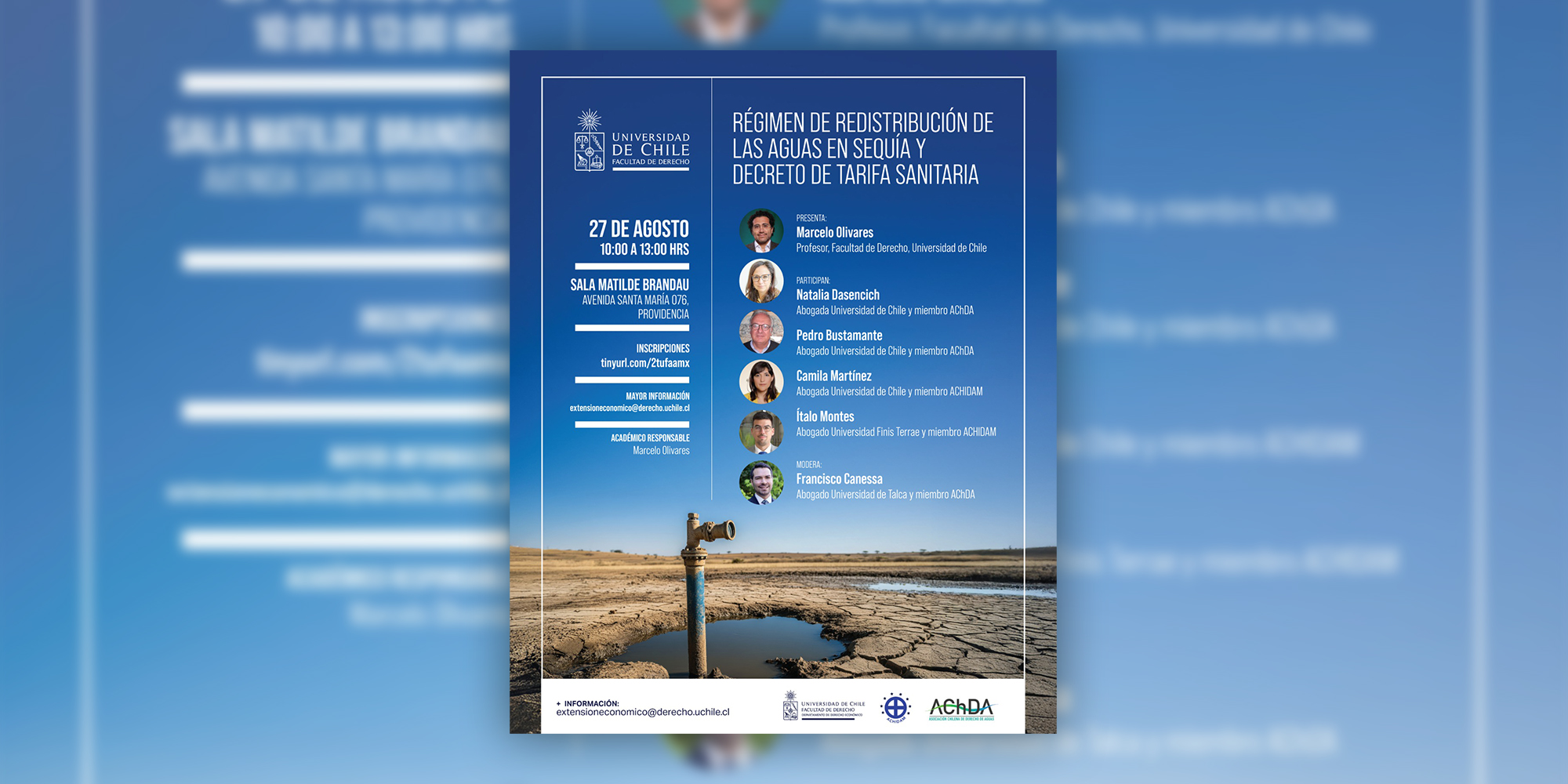 Invitación a Tercer Coloquio ACHIDAM–AChDA: Régimen de redistribución de las aguas en sequía y Decreto de Tarifa Sanitaria